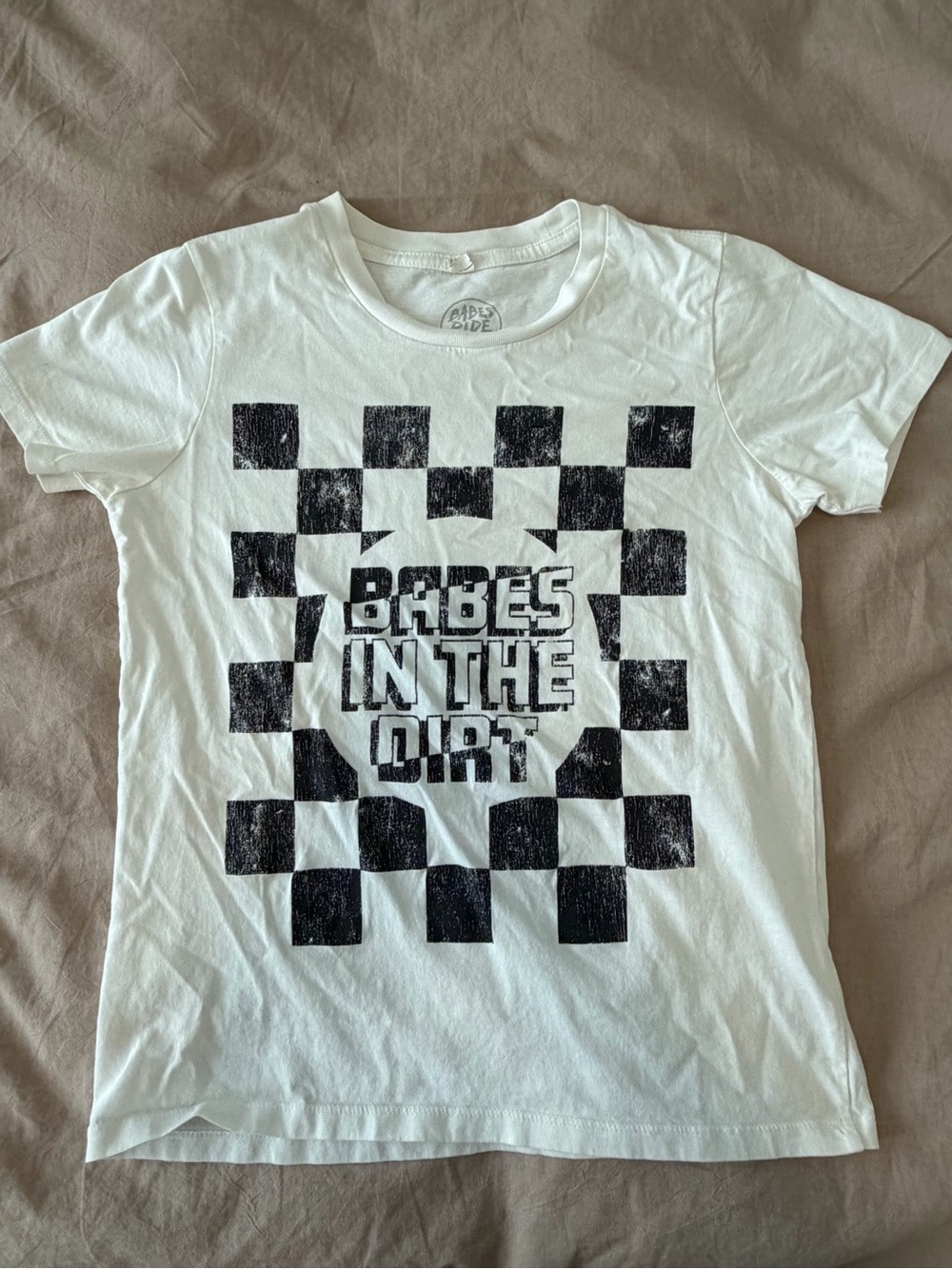 Babes In The Dirt, Size Small, Checkered Graphic Short Sleeve Tee